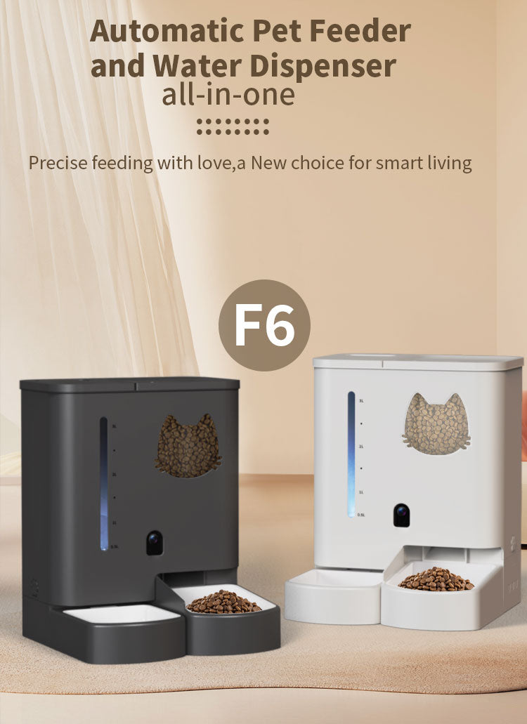 Automatic Cat Feeder with 2K HD Camera, 5G & 2.4G WiFi App Control, 5L Food & 4L Water Dispenser, Two-Way Audio, Dual Power Supply, for Cats and Dogs