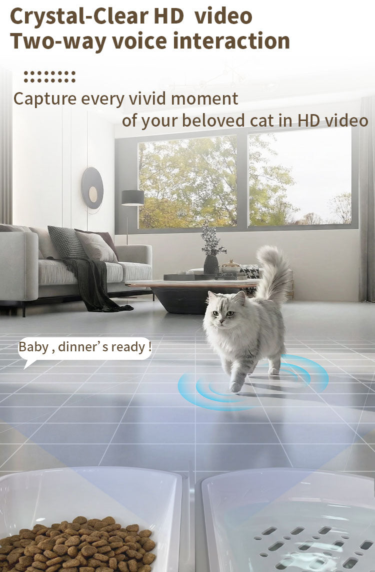 Automatic Cat Feeder with 2K HD Camera, 5G & 2.4G WiFi App Control, 5L Food & 4L Water Dispenser, Two-Way Audio, Dual Power Supply, for Cats and Dogs