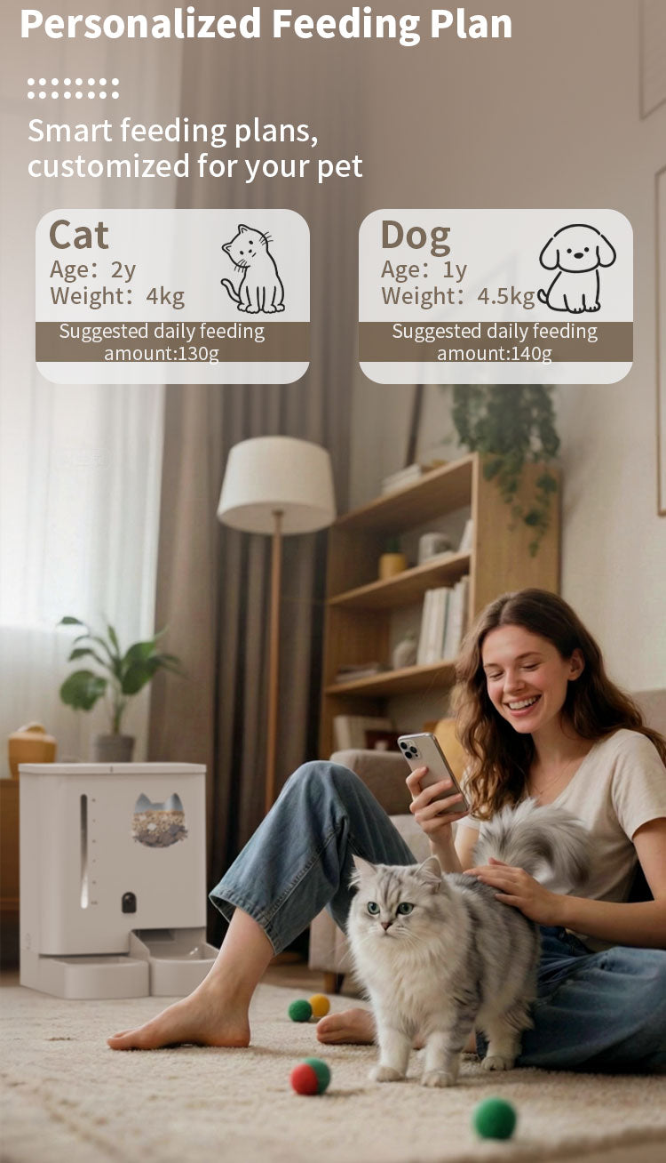 Automatic Cat Feeder with 2K HD Camera, 5G & 2.4G WiFi App Control, 5L Food & 4L Water Dispenser, Two-Way Audio, Dual Power Supply, for Cats and Dogs