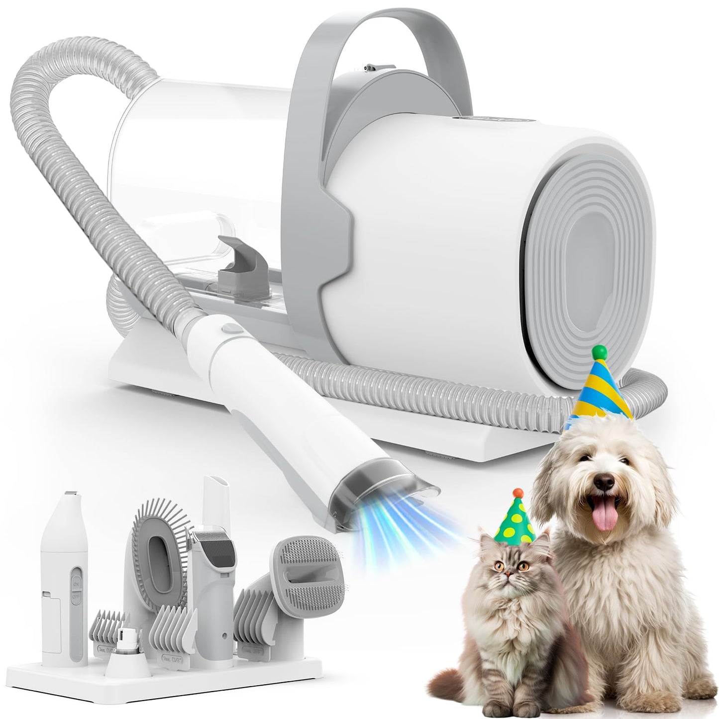 Dog Grooming Kit with Vacuum, Cat Clippers, Suction 99% Pet Hair, Professional Pet Grooming Kit with 7 Proven Tools for Shedding Grooming, Cat Dog Grooming Vacuum Kit