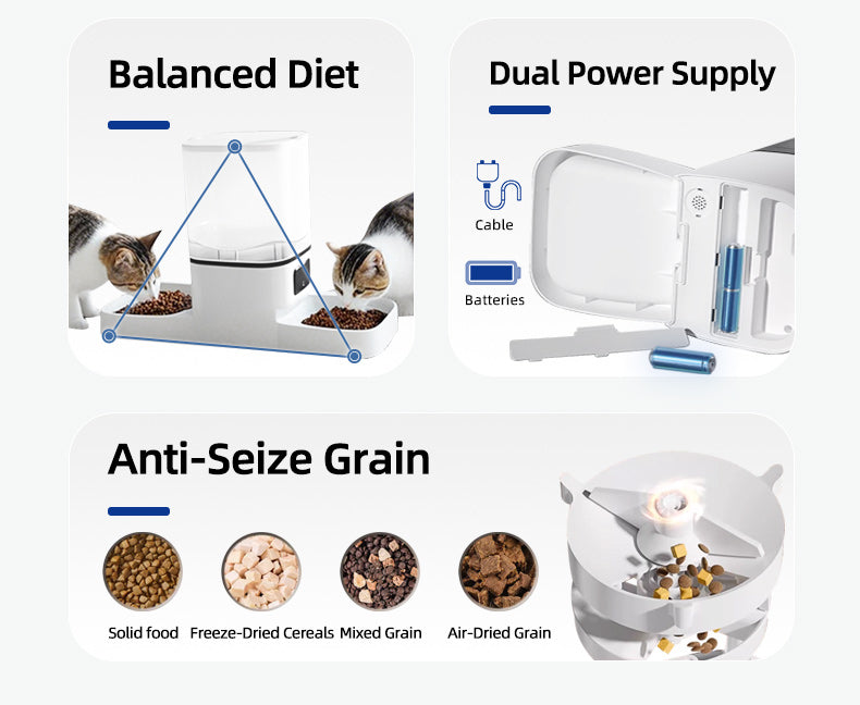 Smart WiFi Automatisk Kæledyrsfoderautomat – 6L Dobbelt Skål Tidsindstillet Foderdispenser til Katte og Hunde