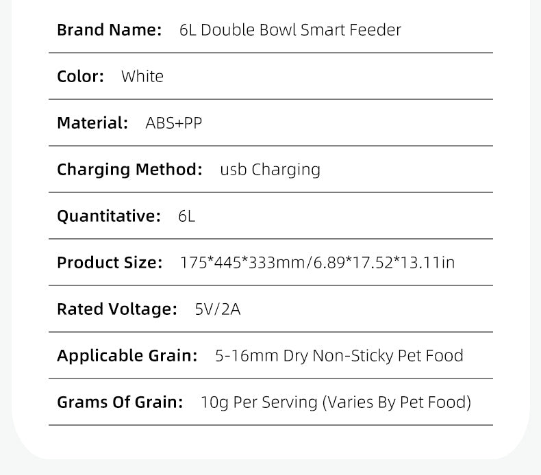 Smart WiFi Automatisk Kæledyrsfoderautomat – 6L Dobbelt Skål Tidsindstillet Foderdispenser til Katte og Hunde